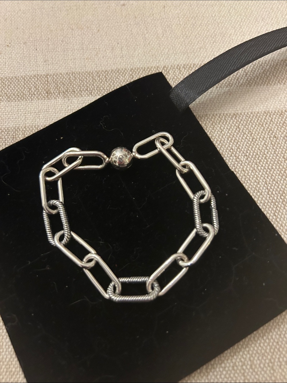 Pandora Silver Link Bracelet with Bead Clasp